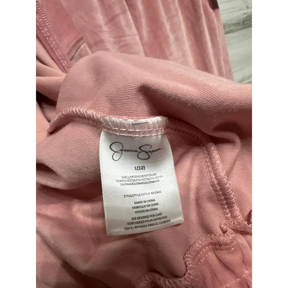 Jessica Simpson Tracksuit Set Girls 12 Blush Pink Velour Zip Hoodie Flare NWT